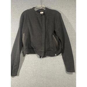 Vintage Volcom Gray Zippered Knit Crop Cardigan Skater Women's Juniors Large